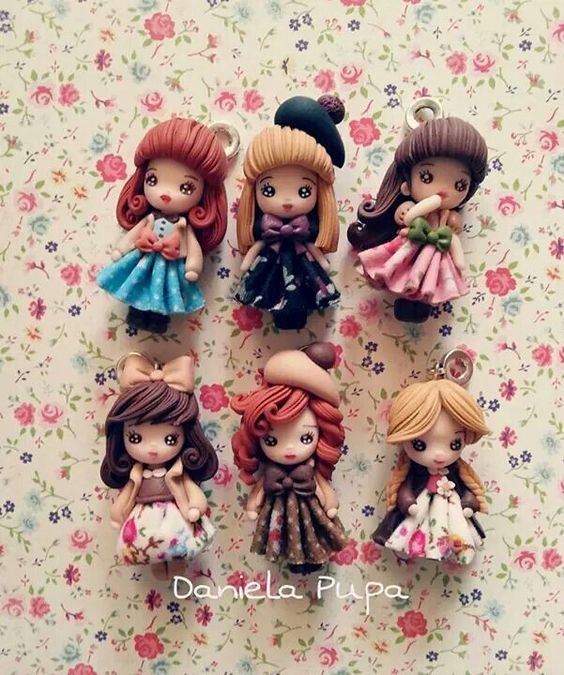 Polymer clay doll pendants