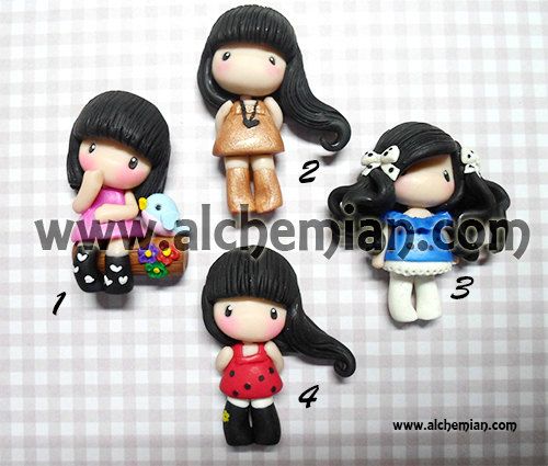 Polymer clay doll pendants