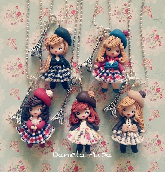 Polymer clay doll pendants