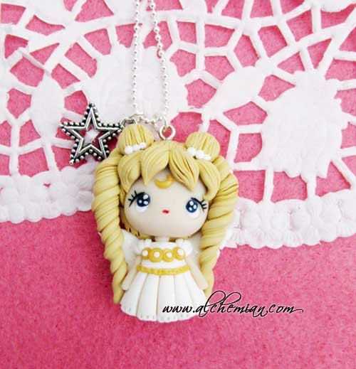 Polymer clay doll pendants