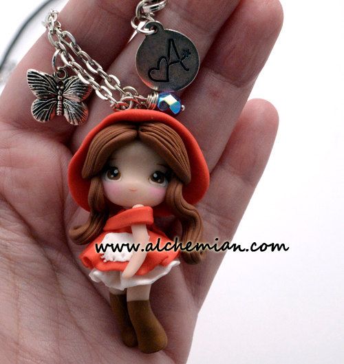 Polymer clay doll pendants