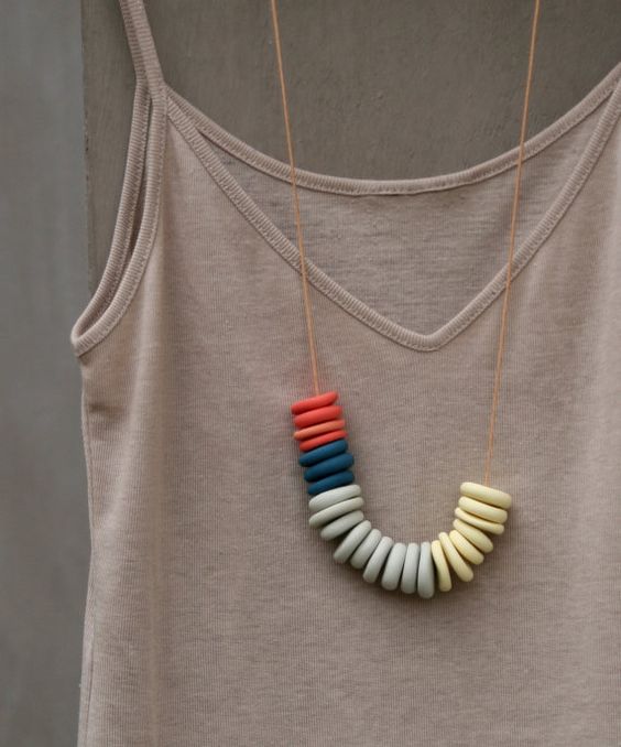 A bit of color and fun into a simple polymer clay necklace