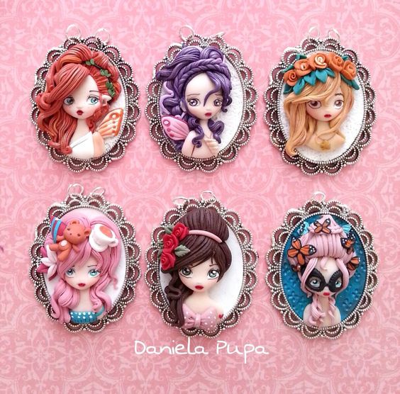 Polymer clay doll pendants