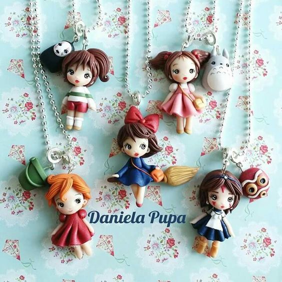 Polymer clay doll pendants