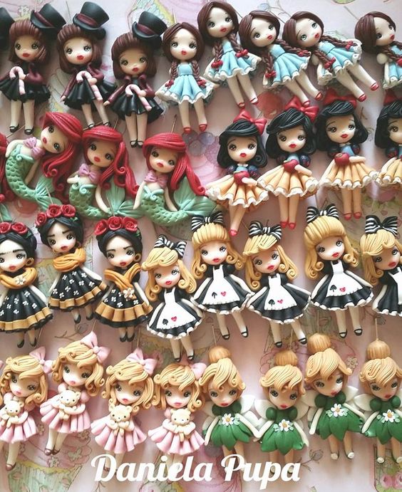 Polymer clay doll pendants