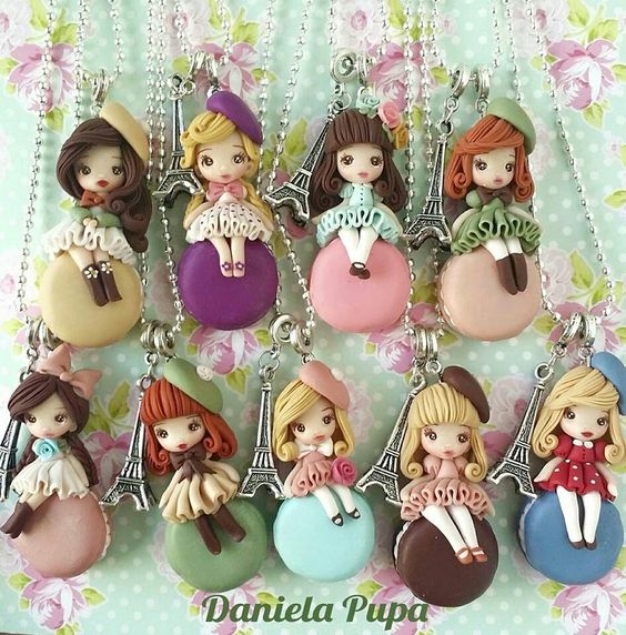 Polymer clay doll pendants