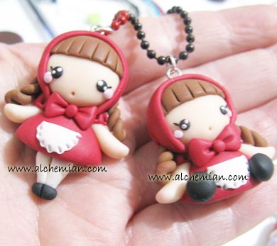 polymer clay doll pendant