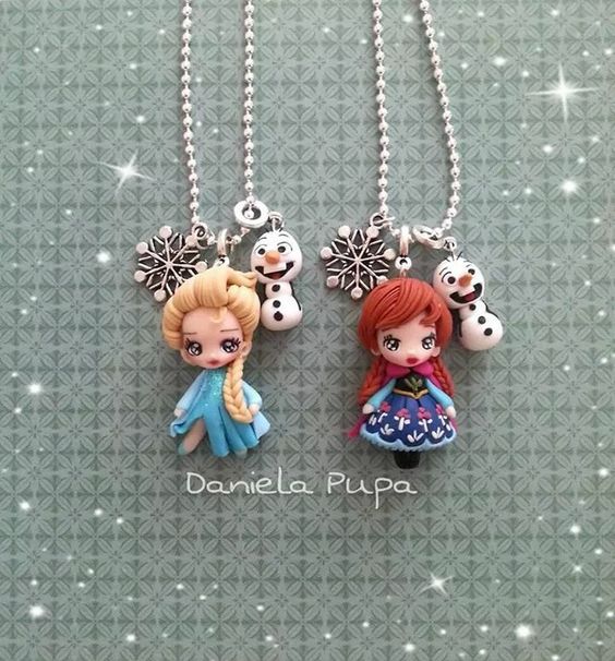 Polymer clay doll pendants