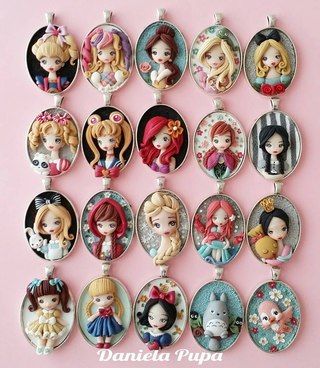 Polymer clay doll pendants