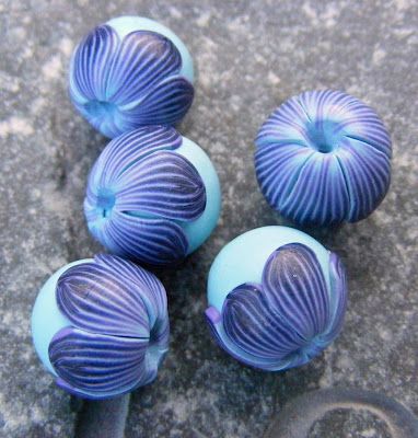 Polymer clay blue beads ideas