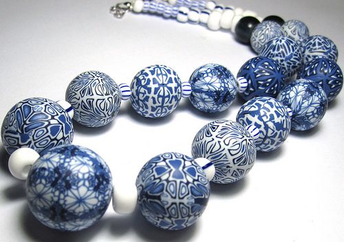 polymer clay blue beads fimo blue beads handmade blue beads clay blue beads 