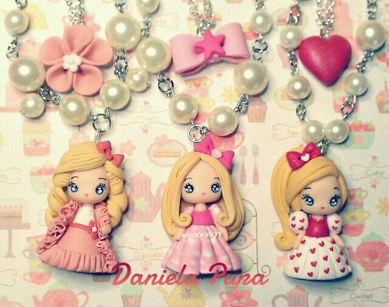 Polymer clay doll pendants