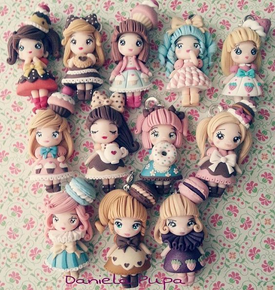 Polymer clay doll pendants