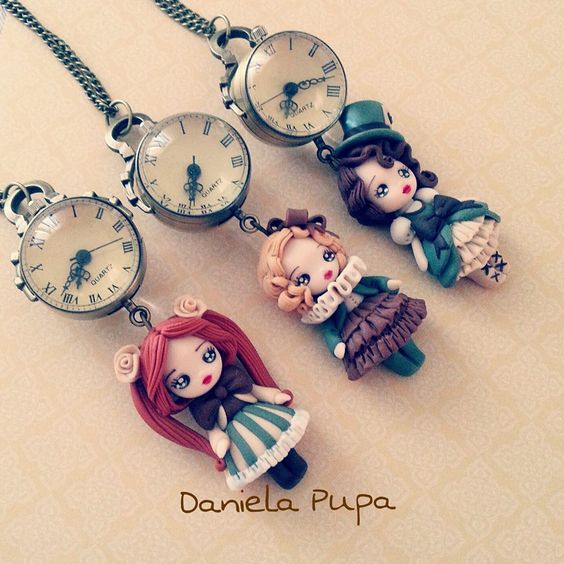 Polymer clay doll pendants