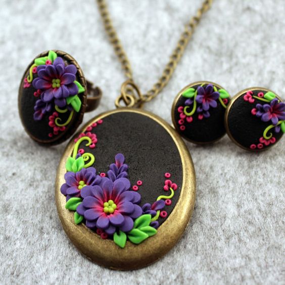 fimo - polymer clay - jewelry set