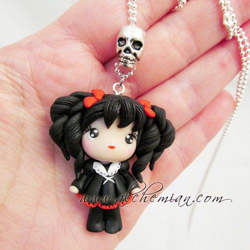 Polymer clay doll pendants