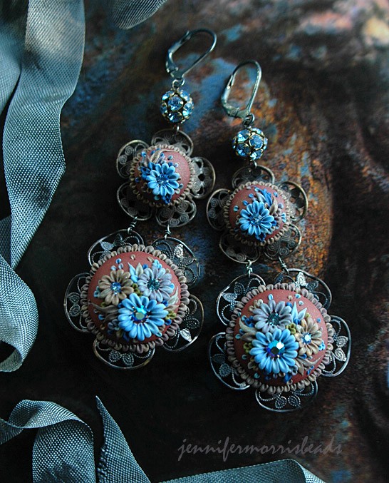 vintage polymer clay earrings