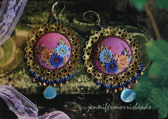 vintage polymer clay earrings