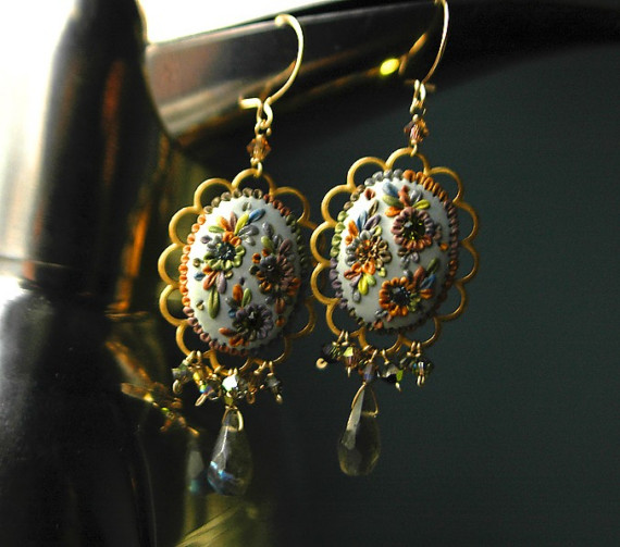 vintage polymer clay earrings