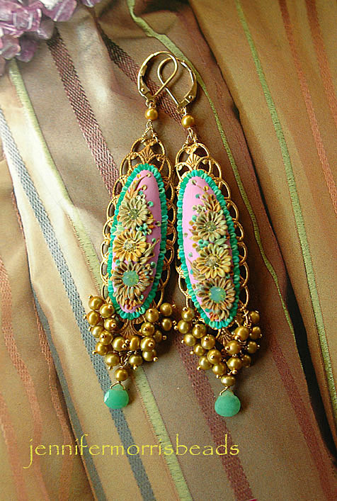 vintage polymer clay earrings