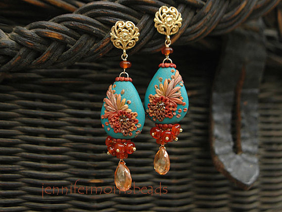 vintage polymer clay earrings