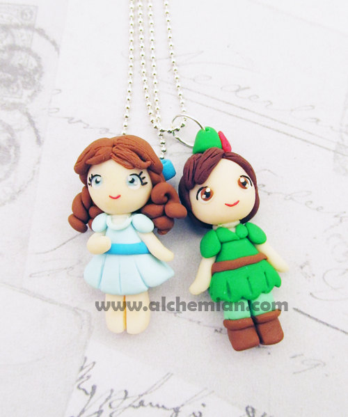 Polymer clay doll pendants