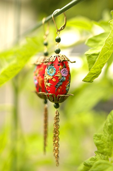 vintage polymer clay earrings