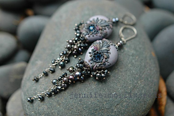 vintage polymer clay earrings