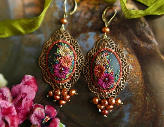 Vintage polymer clay earrings ideas