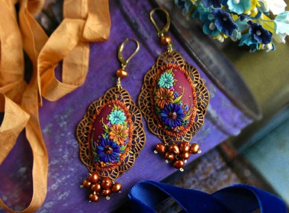 vintage polymer clay earrings