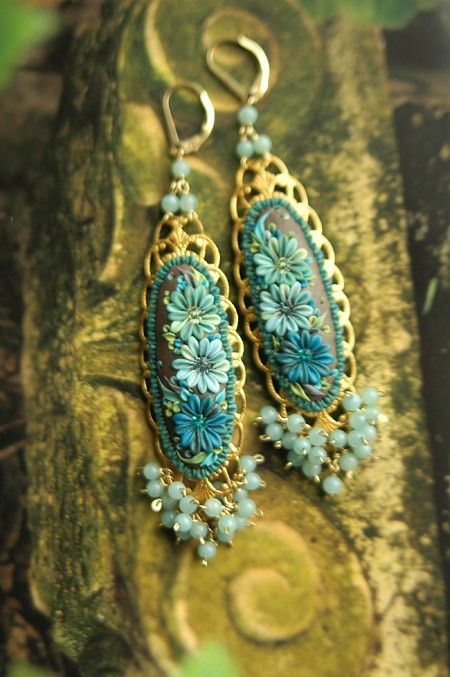 vintage polymer clay earrings