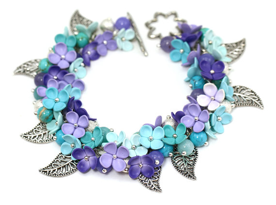 fimo / polymer clay flower charm bracelet 