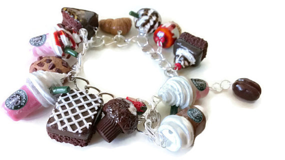 fimo / polymer clay Starbucks and Treats charm bracelet 