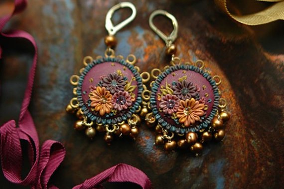 vintage polymer clay earrings