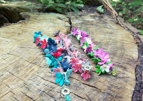 fimo / polymer clay flower charm bracelet 