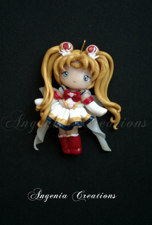 super_sailor_moon_ Polymer clay Sailor Moon figurine