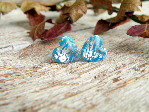 Polymer clay gold leaf stud earrings