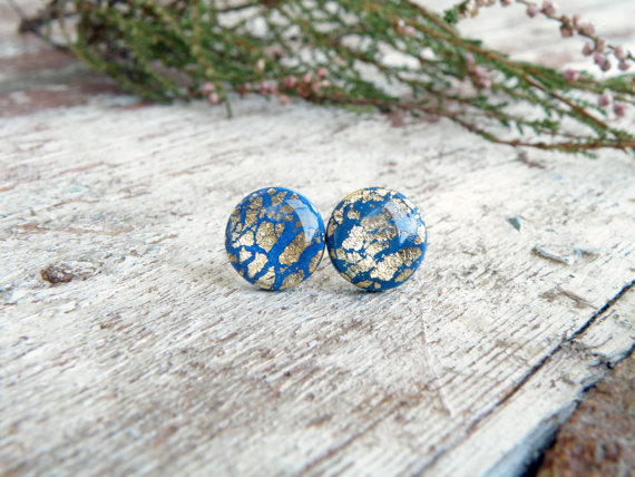 fimo/polymer clay gold leaf stud earrings