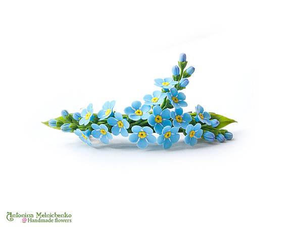 Barrette Forget-me-not - Polymer Clay Flowers