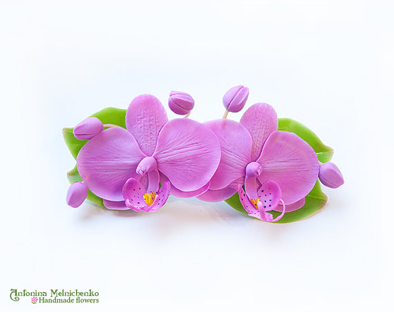 Barrette Orchids - Polymer Clay Flowers