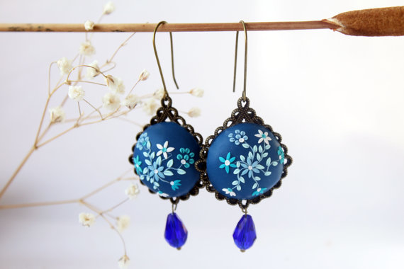 Dark blue earrings, ocean blue earrings, navy blue earring cobalt blue earring, royal blue earrings bridesmaid gift blue wedding