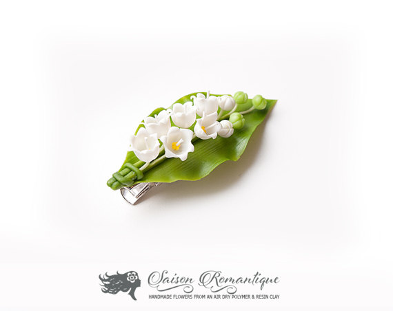 Hair Clip Lily of the valley - Polymer Clay Flowers