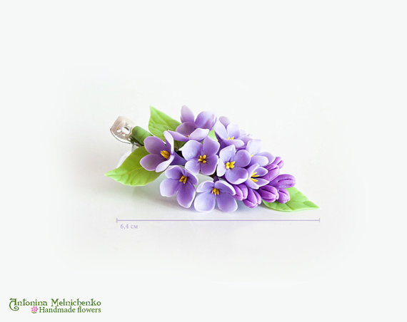 Hair clip Lilac Syringa - Polymer Clay Flowers