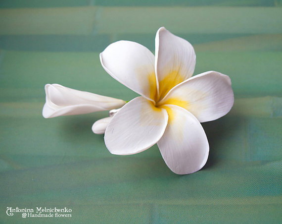 Hair clip Plumeria - Polymer Clay Flowers - Wedding Accessories