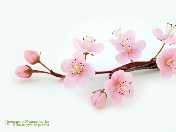 Hair clip Sakura Cherry Blossom - Polymer Clay Flowers