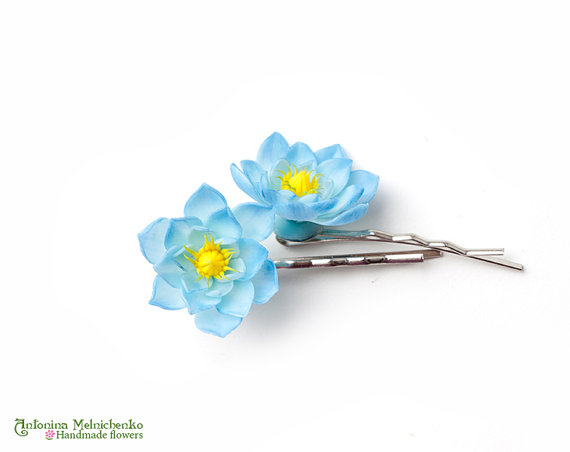 Hair grip Lotus - Polymer Clay Flowers