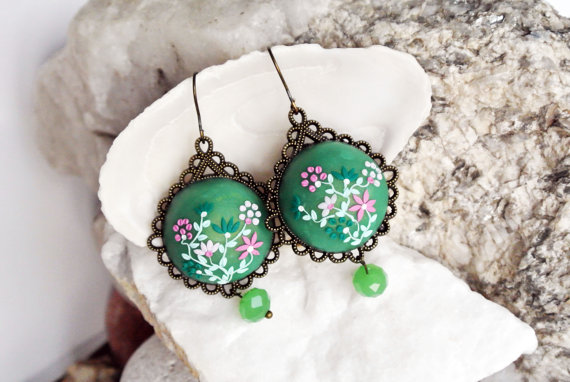 Jade Green Earrings, seafoam green earrings olive green earrings Green Wedding Emerald Green Earrings green pink Kelly Green Wedding Holiday