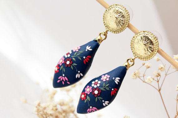 Large multicoloured polymer clay earrings \u2022 925 Sterling Silver hooks \u2022 colourful statement jewellery \u2022 unique valentine's day gift ideas