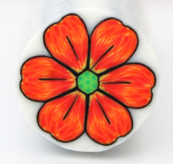 Polymer Clay cane, Flower Cane , millefiori Cane , Unbaked cane , Orange Cane, Polymer Cane