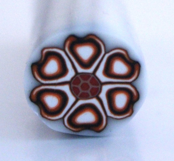 Polymer Clay cane, Flower Cane , millefiori Cane , Unbaked cane , Polymer Cane, Brown Flower